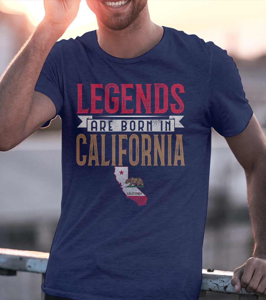Legends Are Born In California State Flag Bear T-Shirt