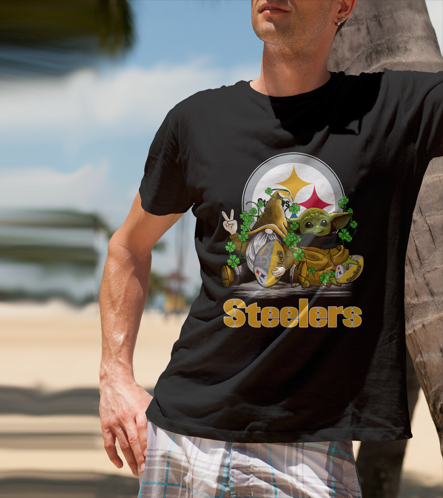 Steelers Shamrock Gnome And Green Alien Football T-Shirt
