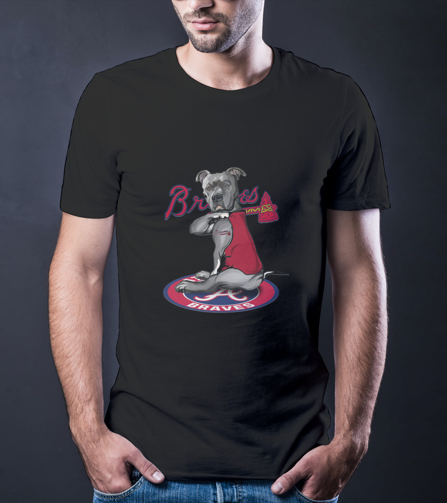 Braves Dog Red Jersey Atlanta Braves Pitbull T-Shirt
