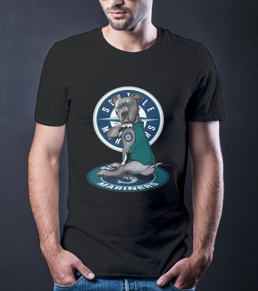 Seattle Mariners Pit Bull Mascot With Team T-Shirt