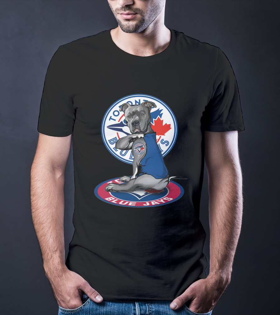 Toronto Blue Jays Dog Mascot With Logo And Canadian Maple Leaf T-Shirt