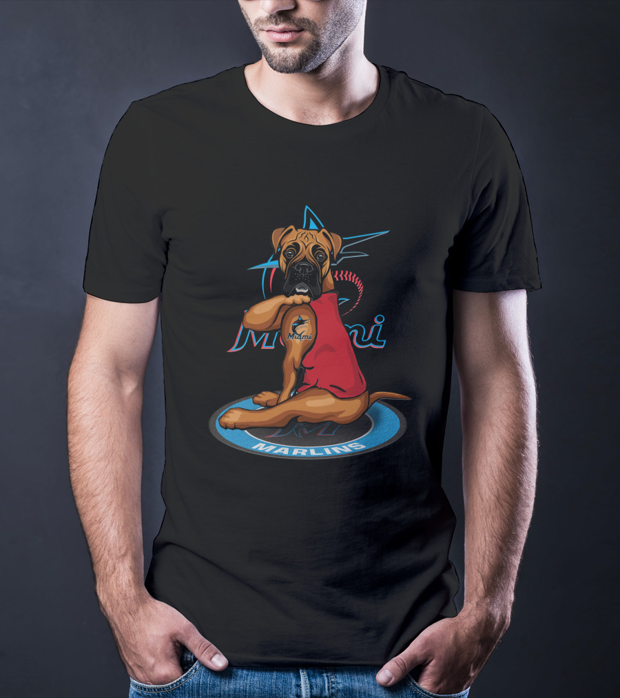 Miami Marlins Dog With Marlins Logo On A Star T-Shirt