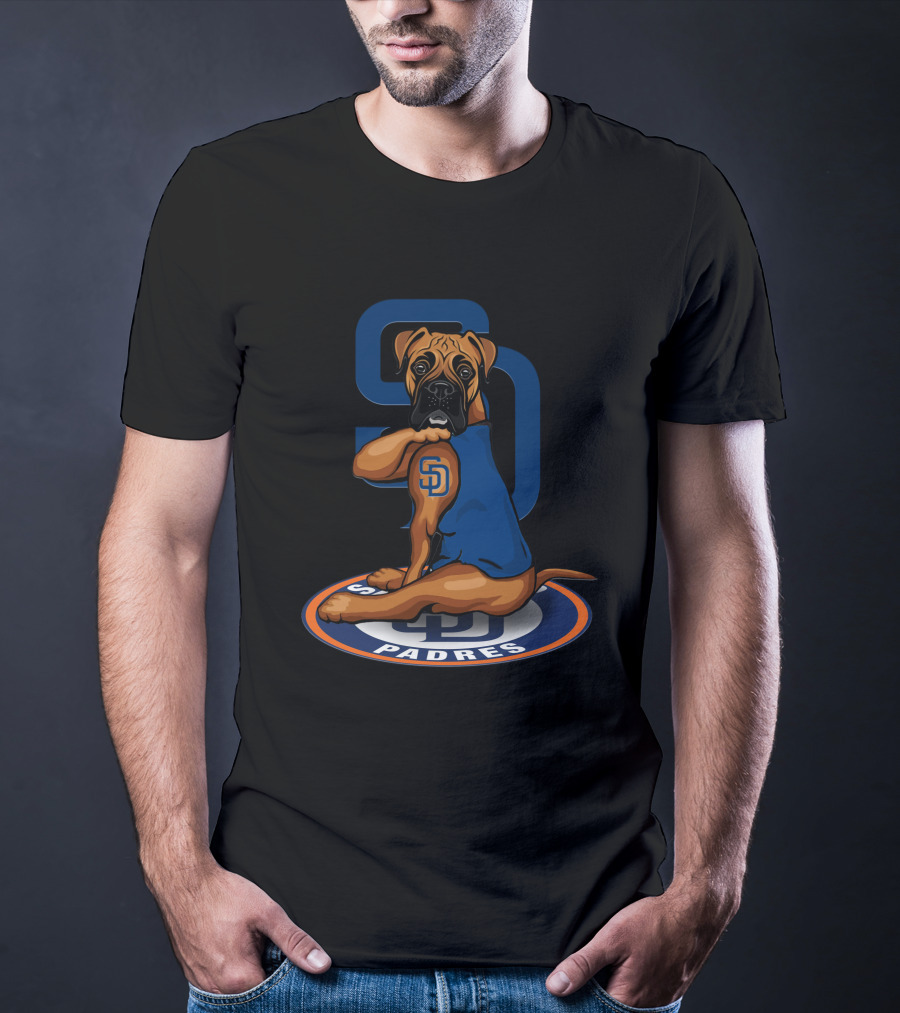 San Diego Padres Boxer Dog Logo Blue Jersey T-Shirt