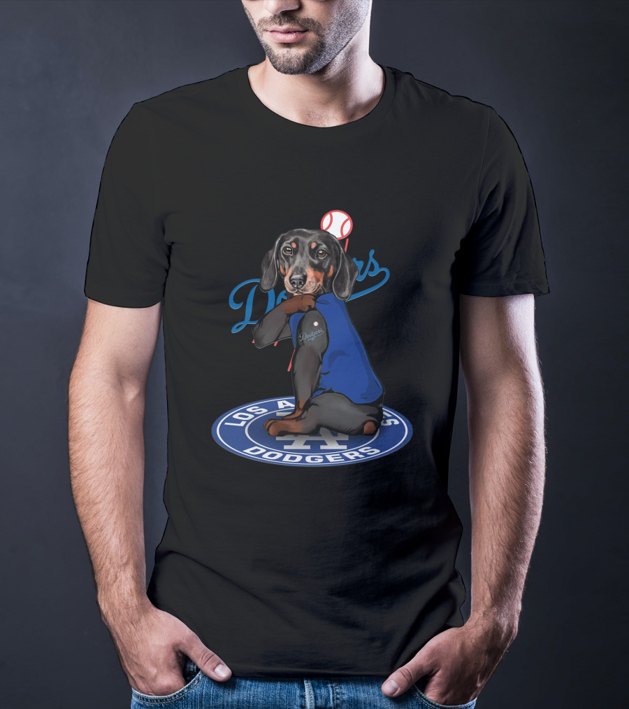 Los Angeles Dodgers Dachshund Baseball Team T-Shirt