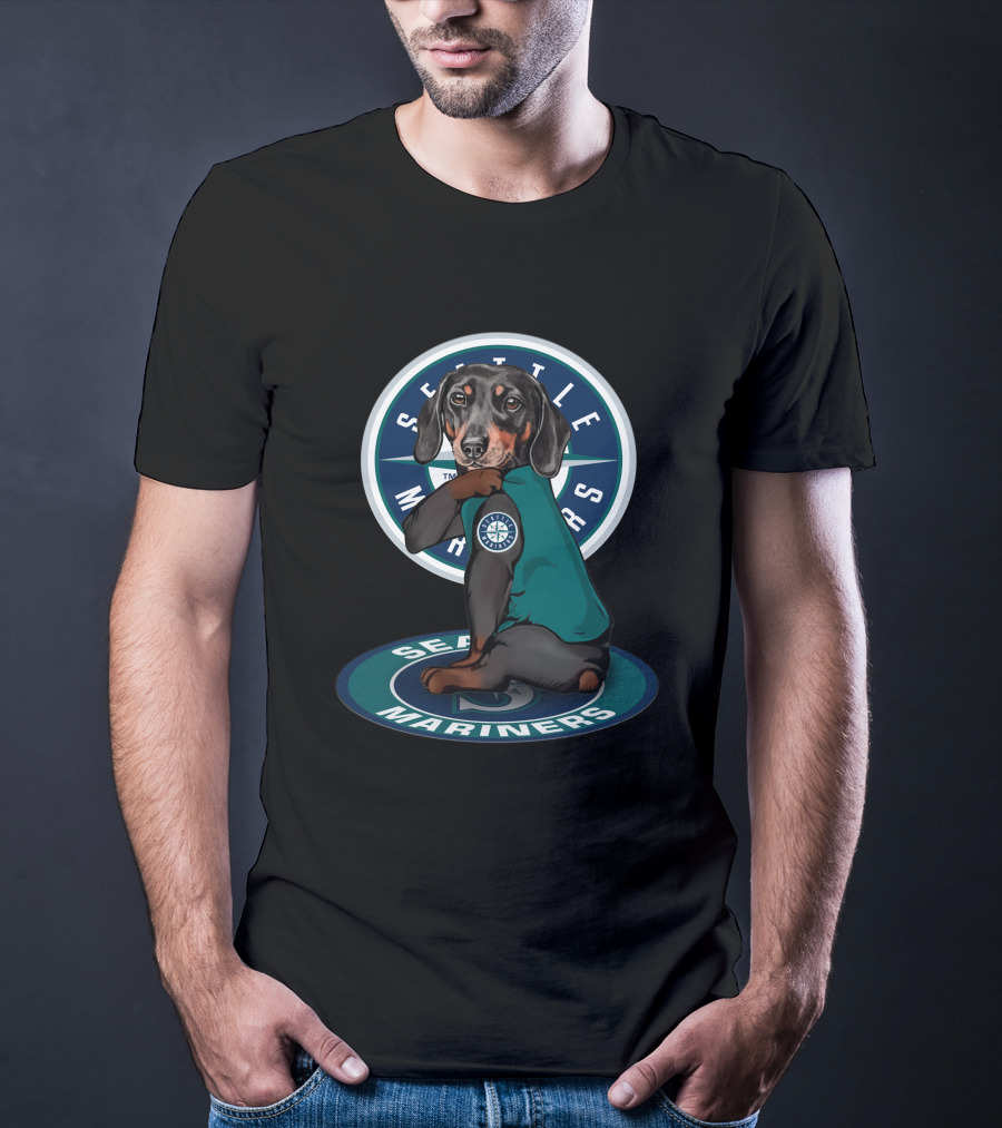 Seattle Mariners Dachshund Sitting On T-Shirt