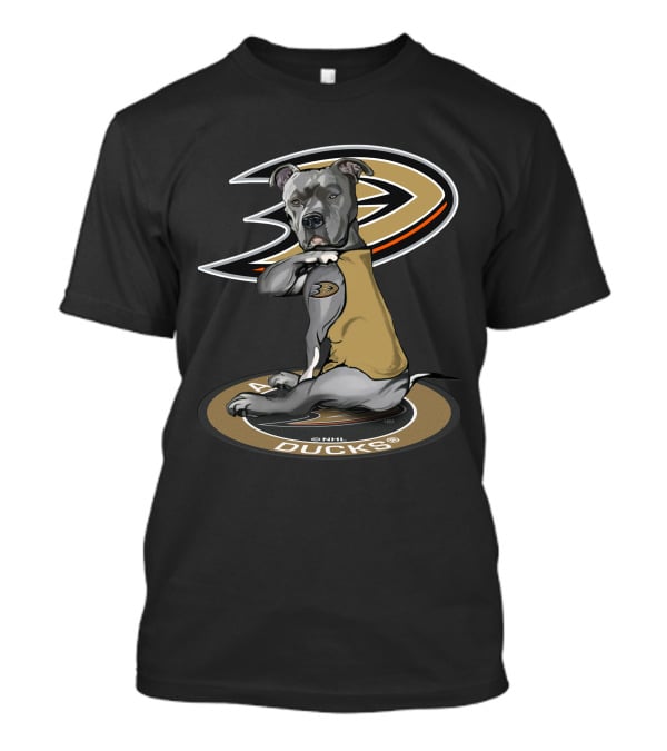 Anaheim Ducks Nhl Logo With Dog Wearing Jersey T-Shirt