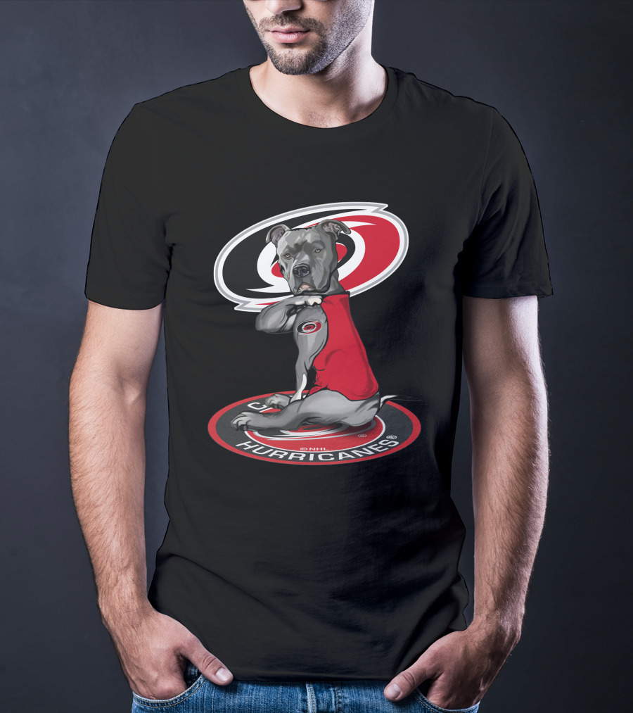 Carolina Hurricanes Dog With Logo Red And Black T-Shirt