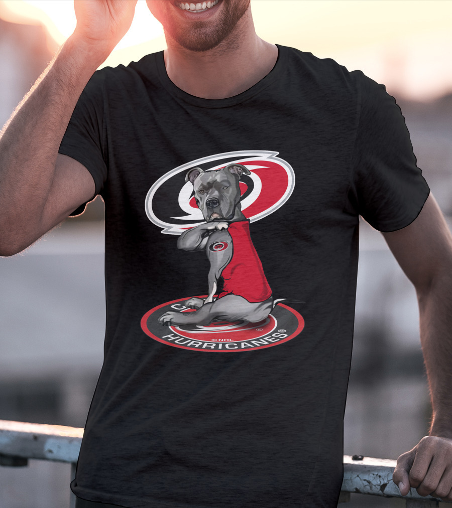 Carolina Hurricanes Dog With Logo Red And Black T-Shirt
