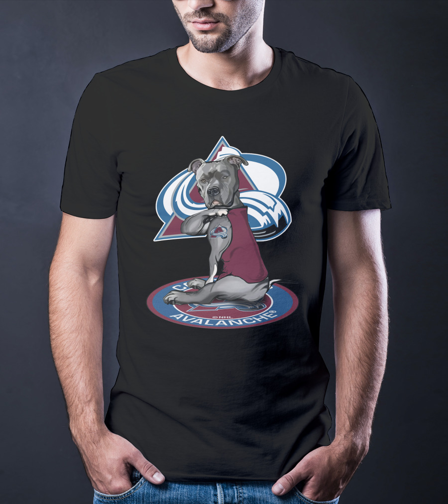 Colorado Avalanche Dog With Team Logo Tattoo And Jersey Nhl T-Shirt