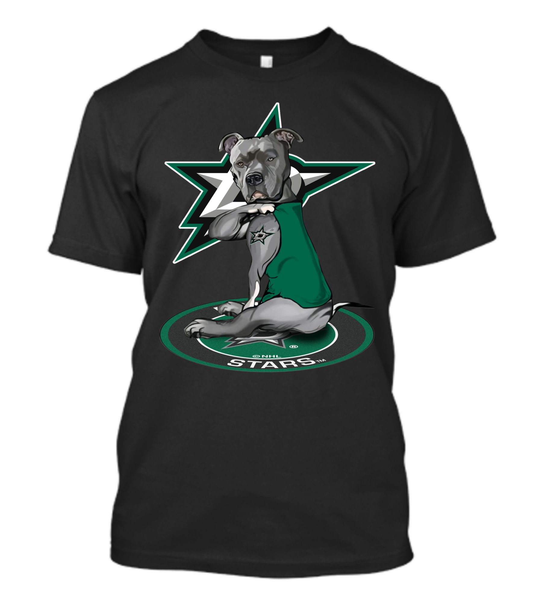 Nhl Dallas Stars Dog With Star Logo And Green Jersey T-Shirt
