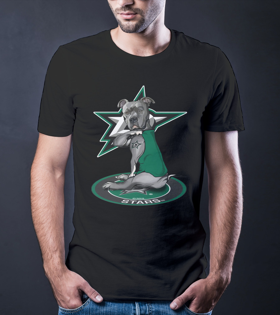Nhl Dallas Stars Dog With Star Logo And Green Jersey T-Shirt