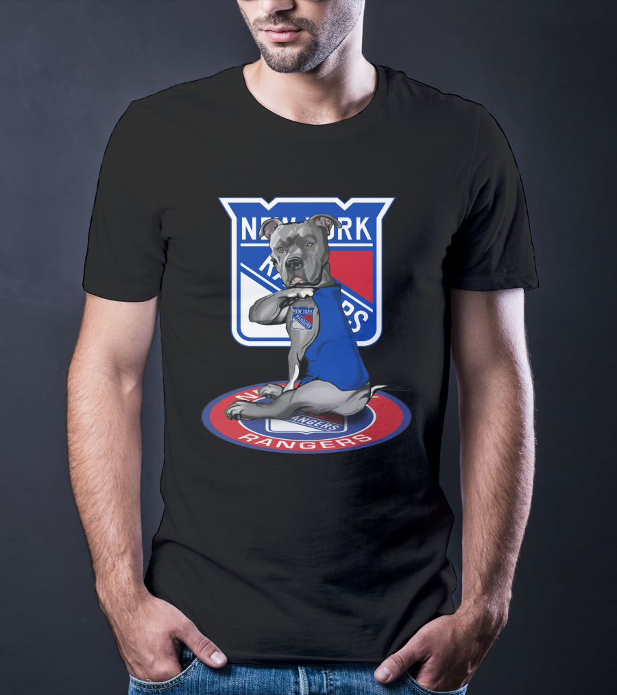 New York Rangers Dog Wearing Blue Jersey T-Shirt