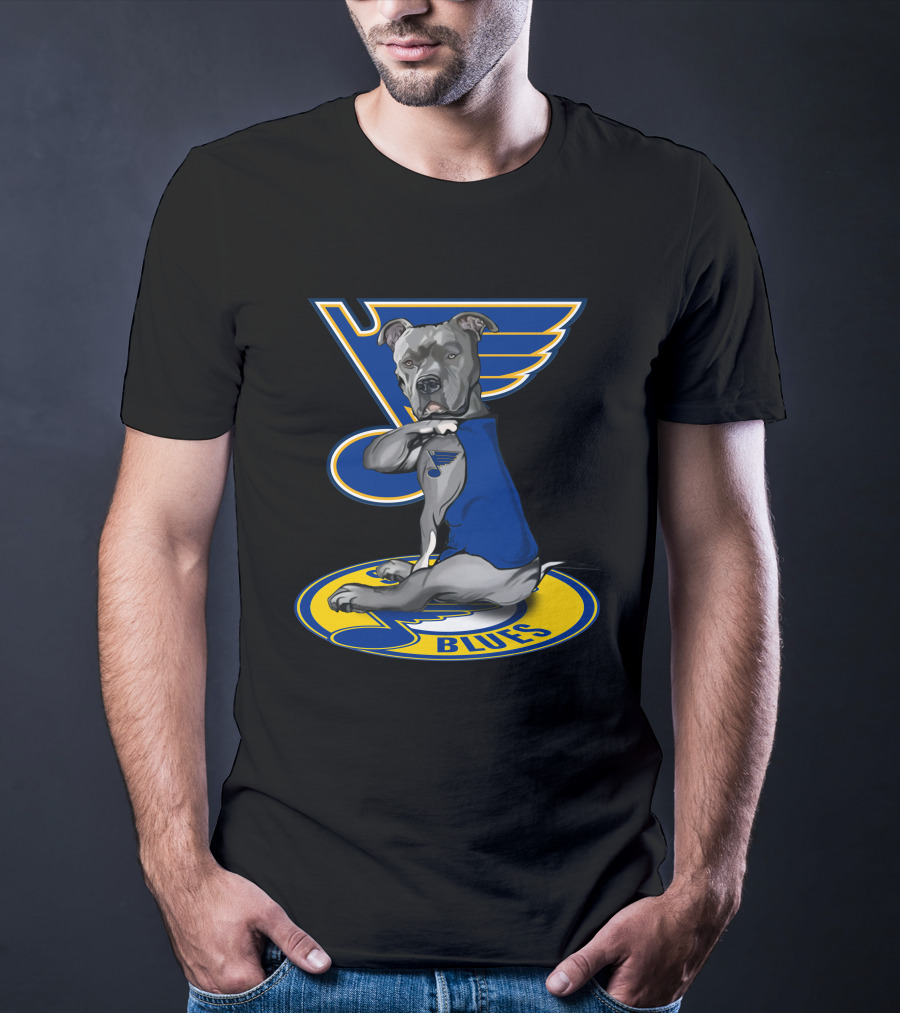 St Louis Blues Dog In Blue Jersey On Hockey T-Shirt
