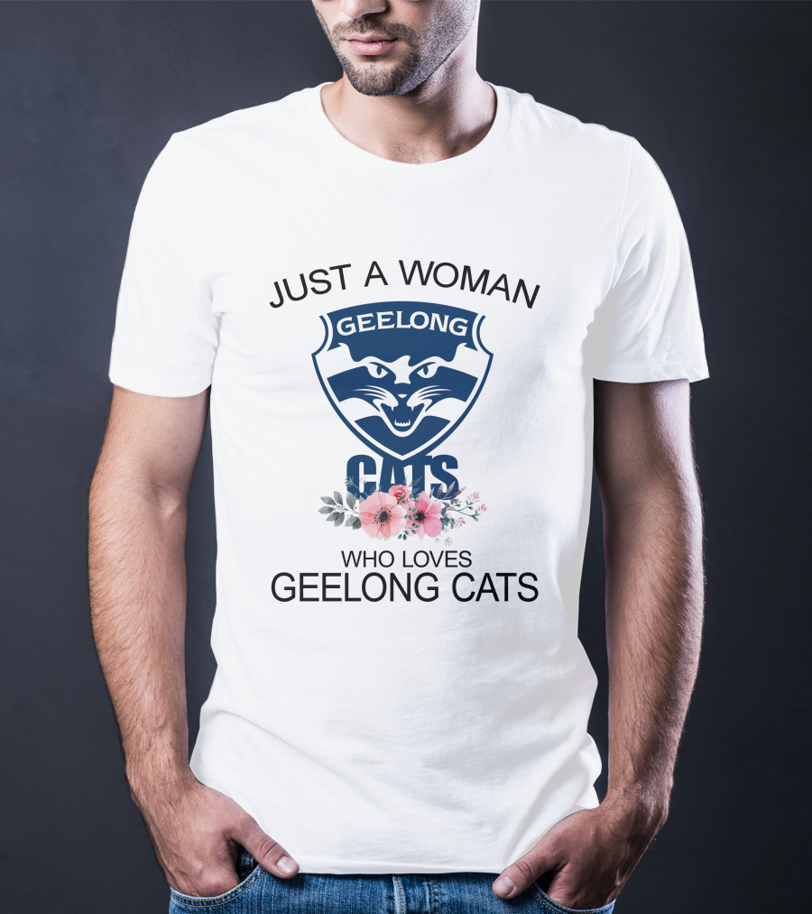 Just A Woman Who Loves Geelong Cats T-Shirt