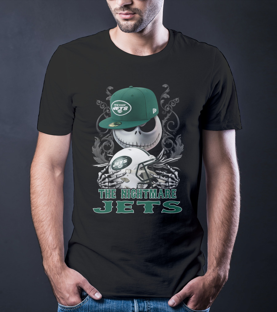 New York Jets The Nightmare Skellington Helmet T-Shirt
