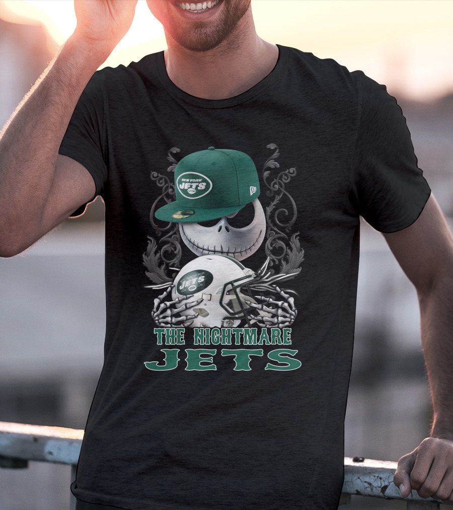 New York Jets The Nightmare Skellington Helmet T-Shirt