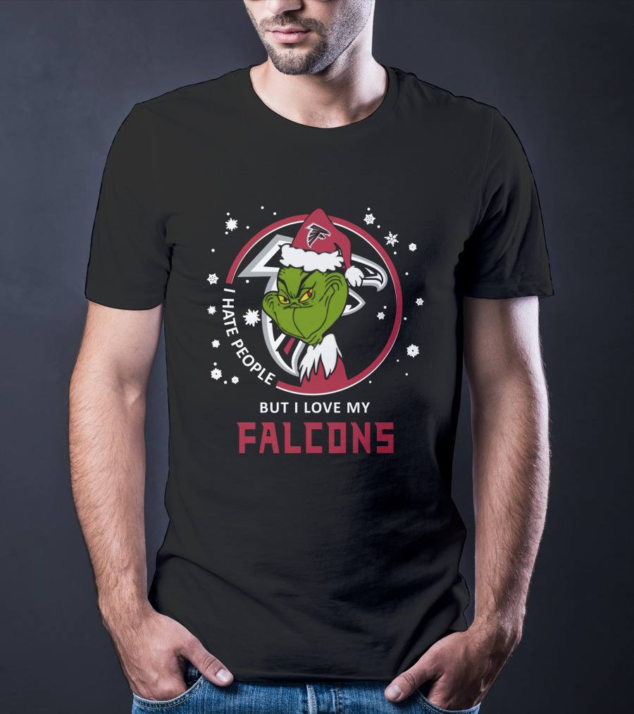 I Hate People But I Love My Atlanta Falcons Grinch Holiday T-Shirt