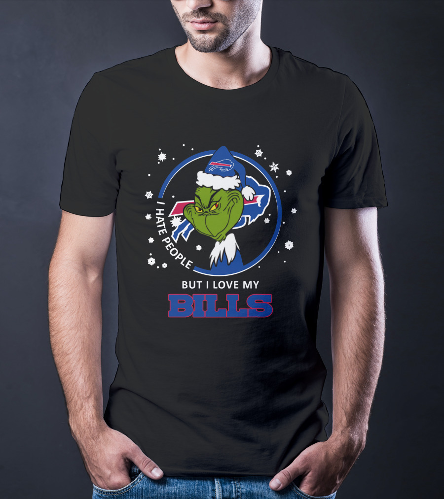 I Hate People But I Love My Bills Buffalo Bills Grinch Christmas T-Shirt