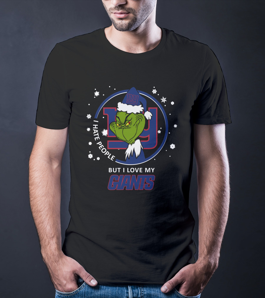 I Hate People But I Love My New York Giants Grinch Snowflakes T-Shirt