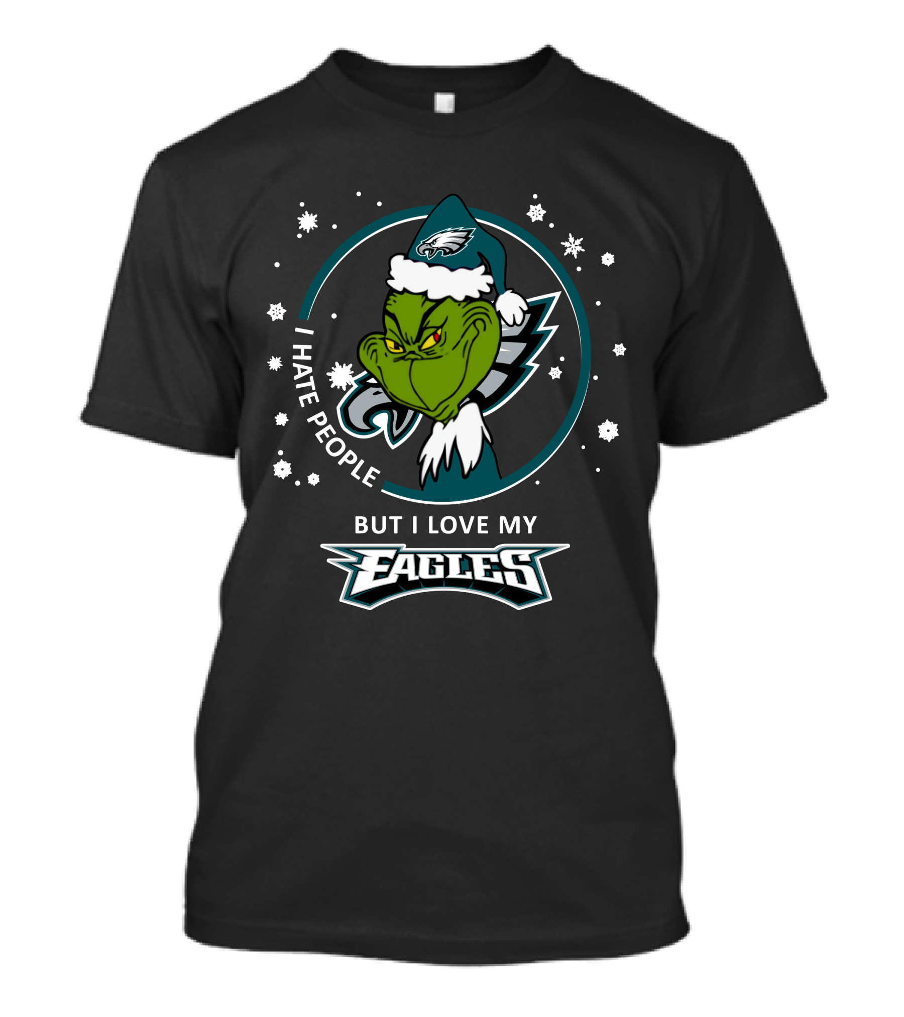 I Hate People But I Love My Philadelphia Eagles Grinch Holiday Snowflakes T-Shirt