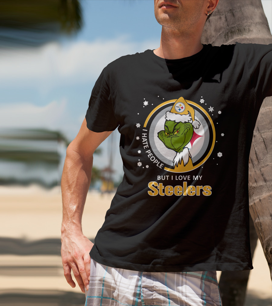 I Hate People But I Love My Pittsburgh Steelers Grinch T-Shirt
