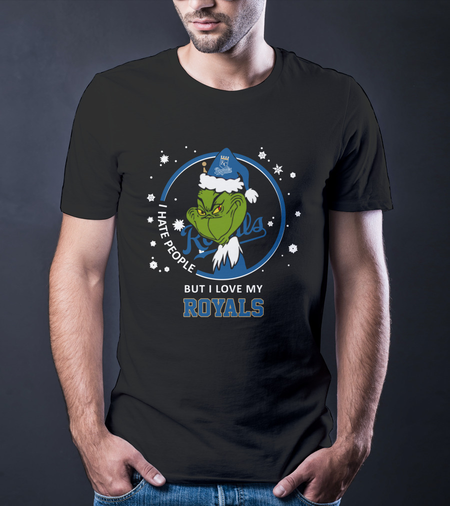 I Hate People But I Love My Kansas City Royals Grinch Holiday Theme T-Shirt