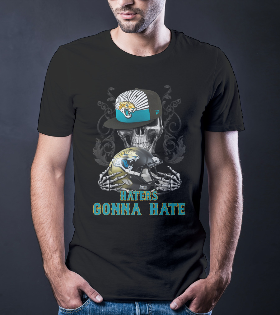 Jacksonville Jaguars Haters Gonna Hate Skull Helmet Cap T-Shirt