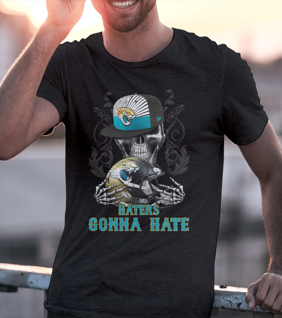 Jacksonville Jaguars Haters Gonna Hate Skull Helmet Cap T-Shirt