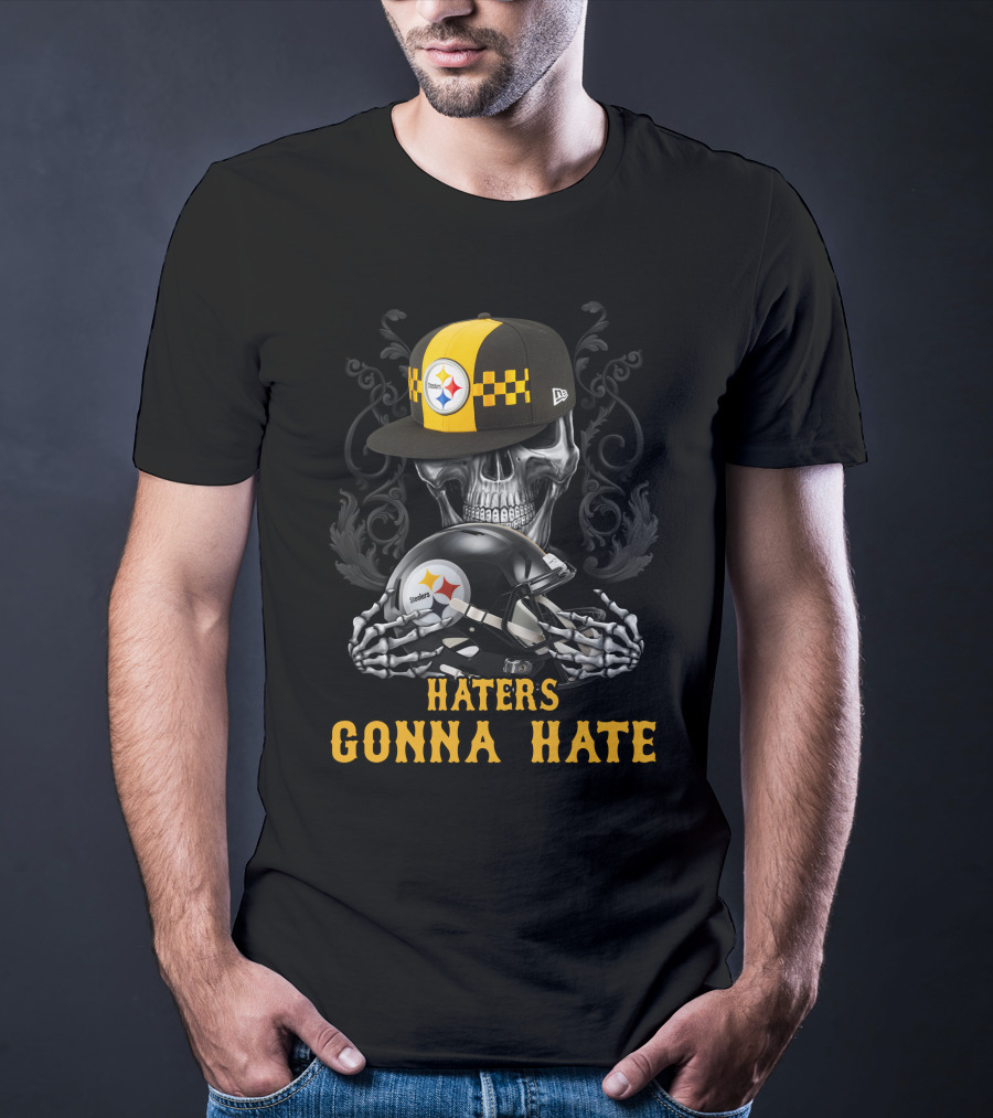 Haters Gonna Hate Pittsburgh Steelers Skull With Helmets T-Shirt