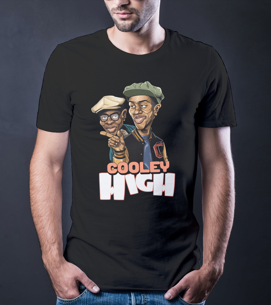 Cooley High Retro Style Character Art With Varsity Jacket And Caps T-Shirt