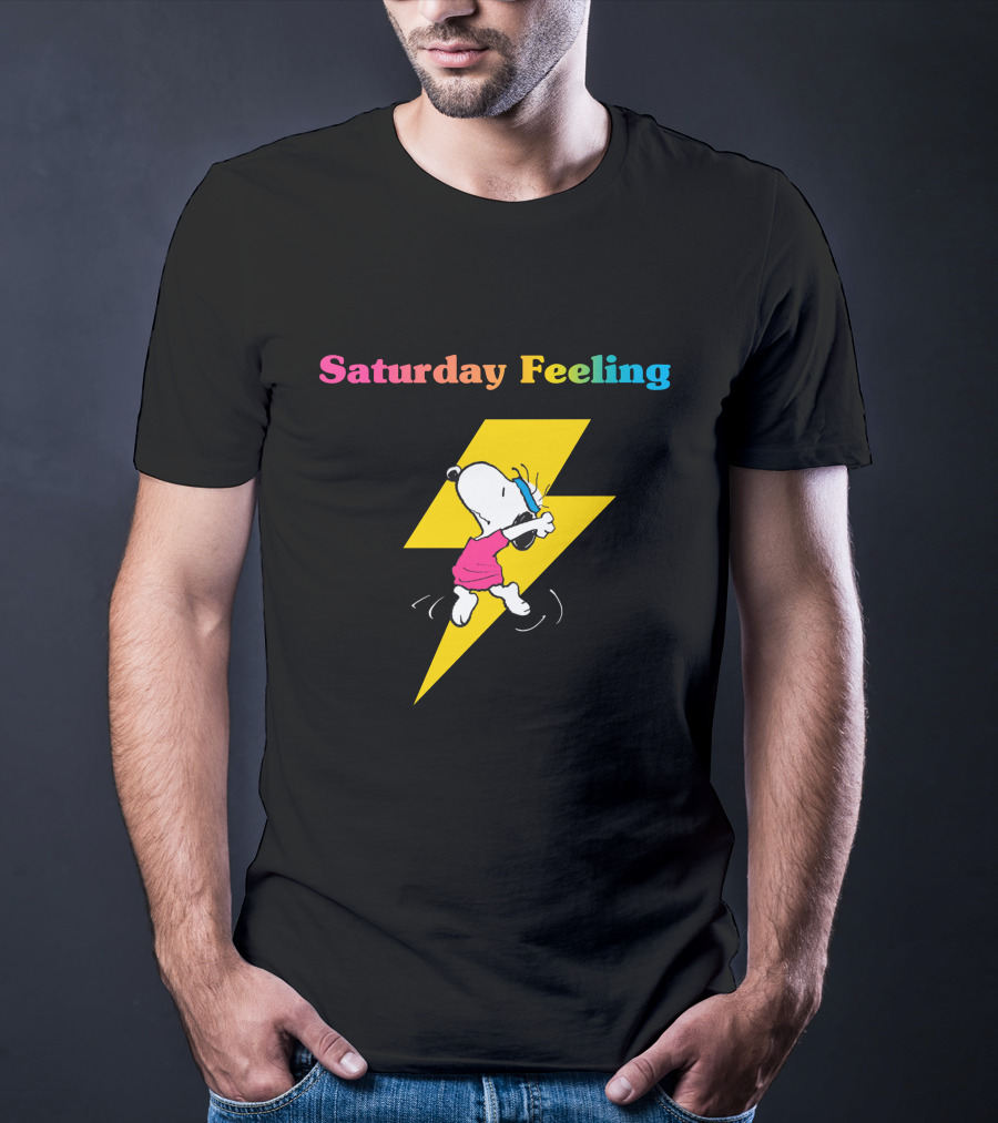 Saturday Feeling Snoopy Dancing Lightning Bolt T-Shirt