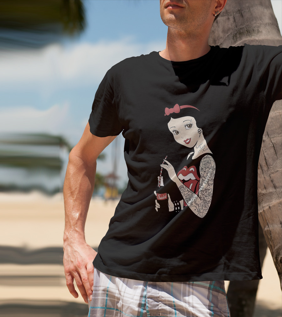 Snow White Tattooed Princess Drinking Coke Rolling Stones T-Shirt