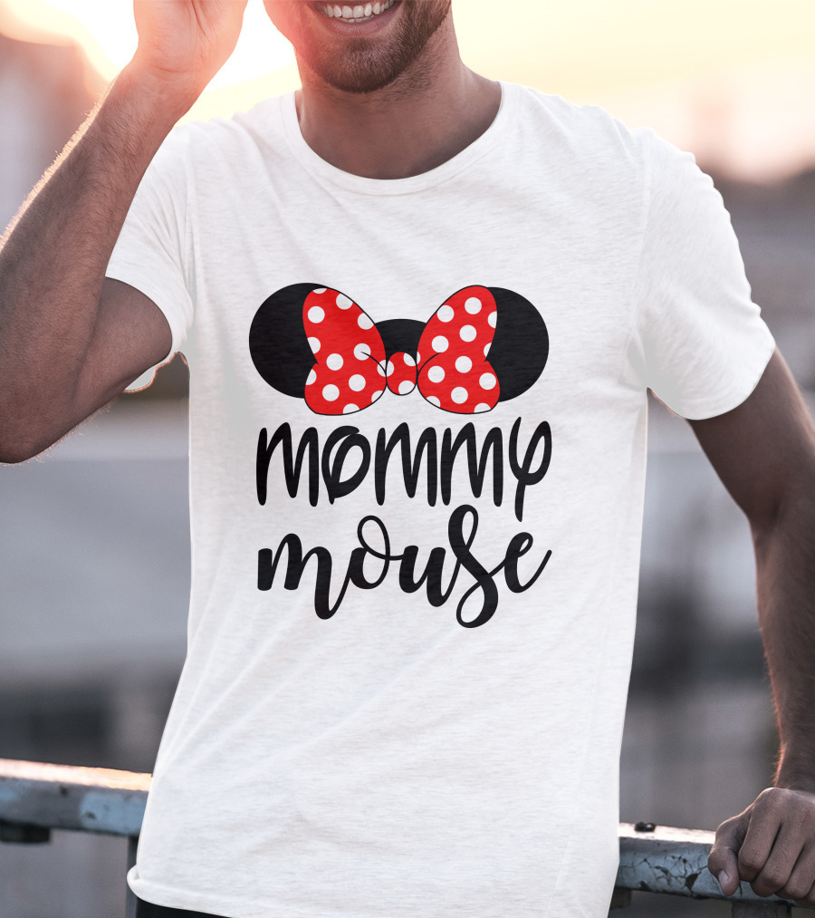 Mommy Mouse Red Polka Dot Bow Ears T-Shirt