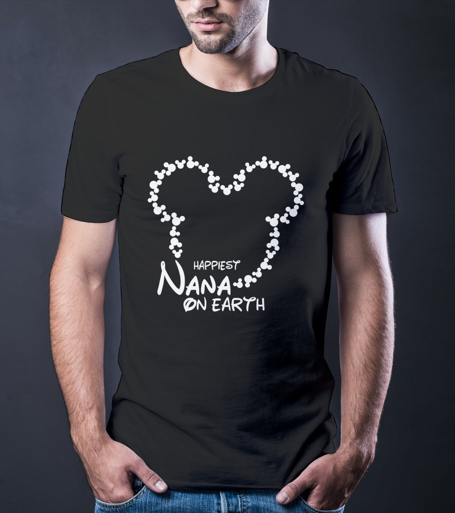Happiest Nana On Earth Disney Mickey Mouse Ears Heart T-Shirt