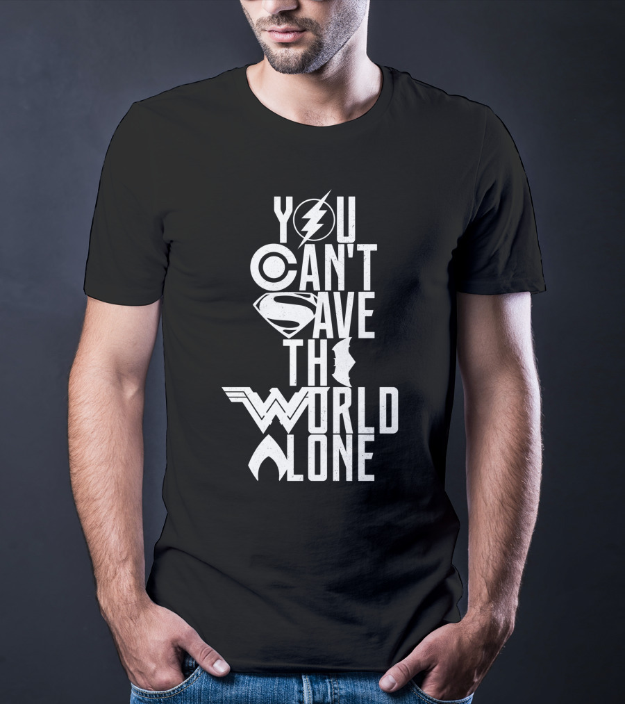 You Can't Save The World Alone Justice League Symbols T-Shirt