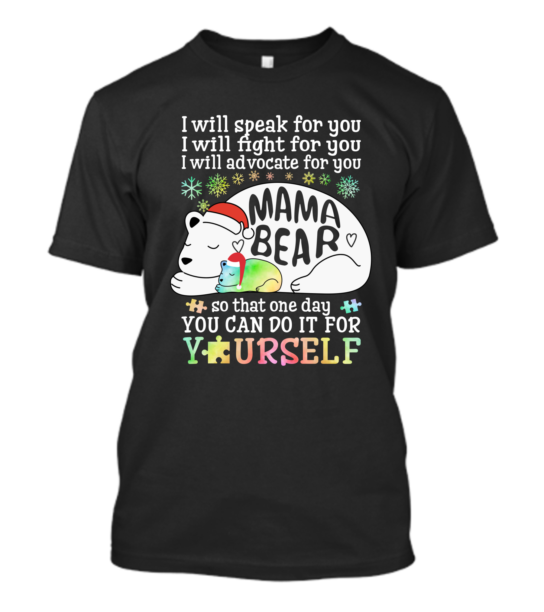 I Will Speak Fight Advocate Mama Bear Autism Puzzle T-Shirt