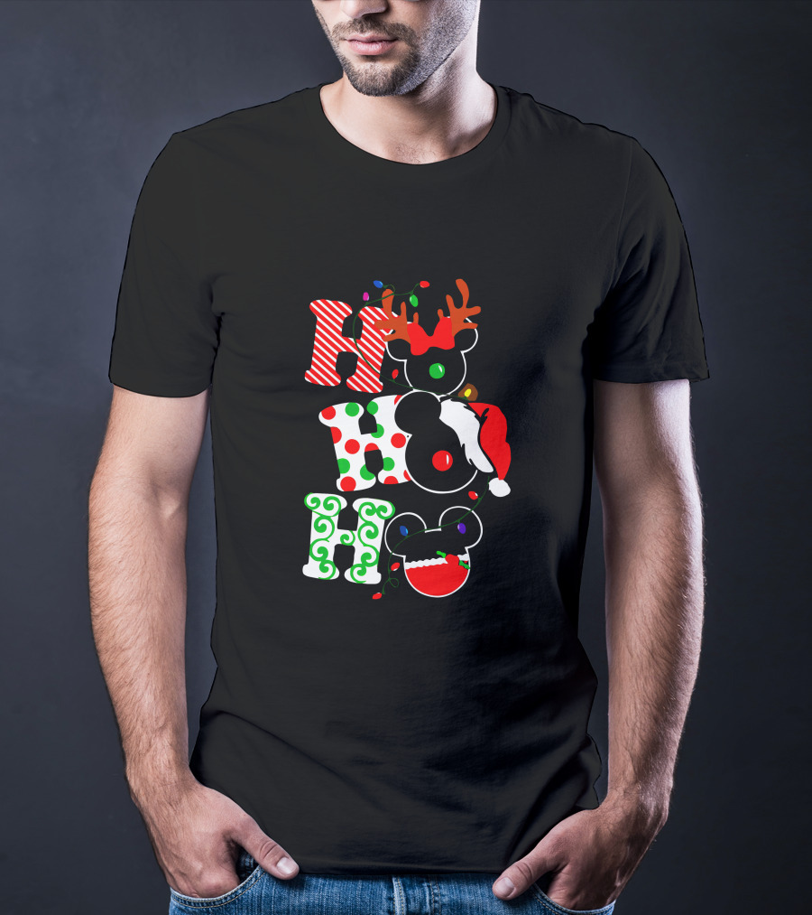 Ho Ho Ho Christmas Mickey Reindeer Santa T-Shirt