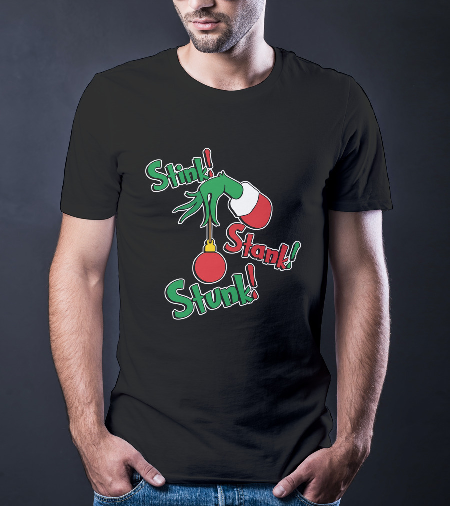 Stink Stank Stunk Grinch Hand Holding Christmas T-Shirt