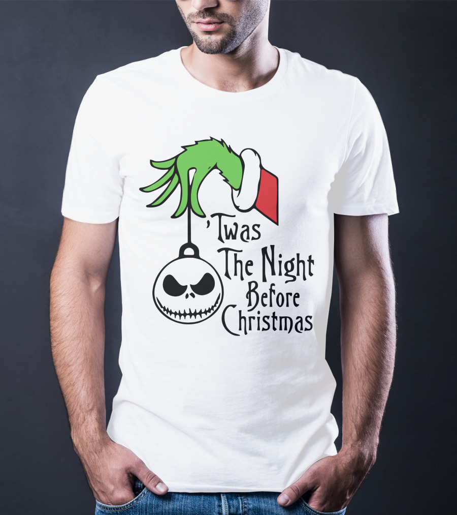 'Twas The Night Before Christmas Grinch Hand Jack Skellington T-Shirt