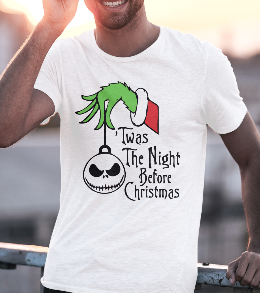 'Twas The Night Before Christmas Grinch Hand Jack Skellington T-Shirt