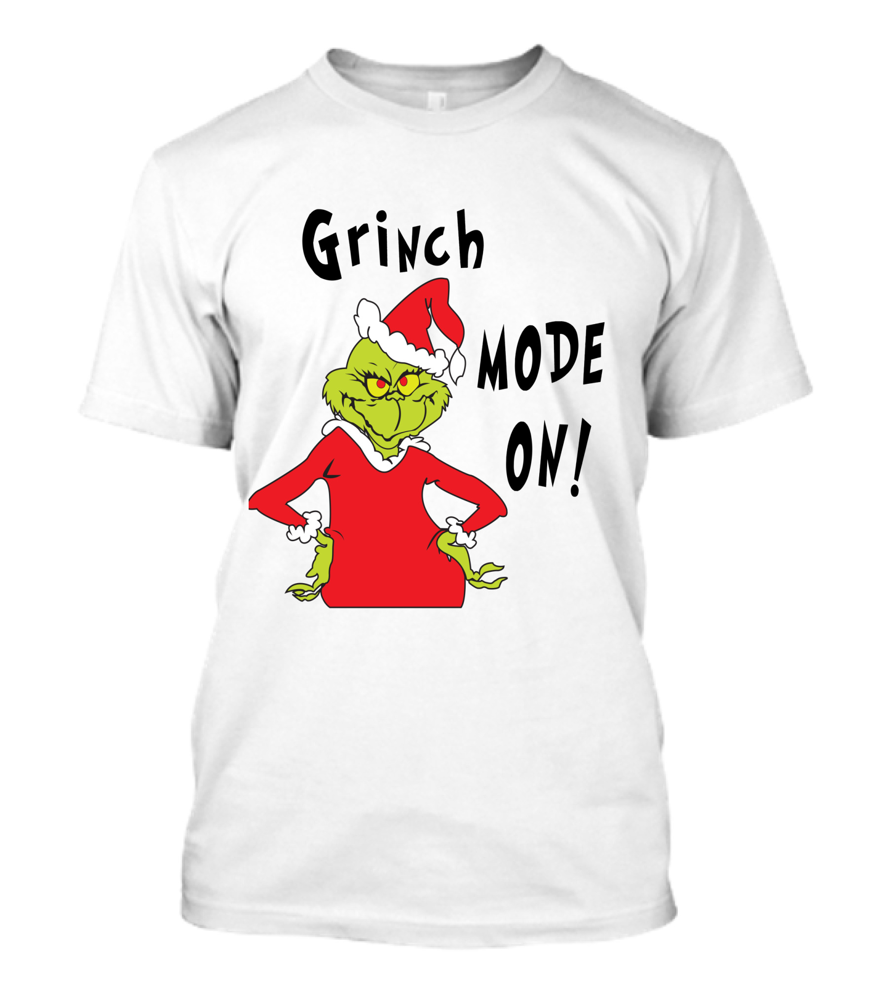 Grinch Mode On Santa Hat Red T-Shirt