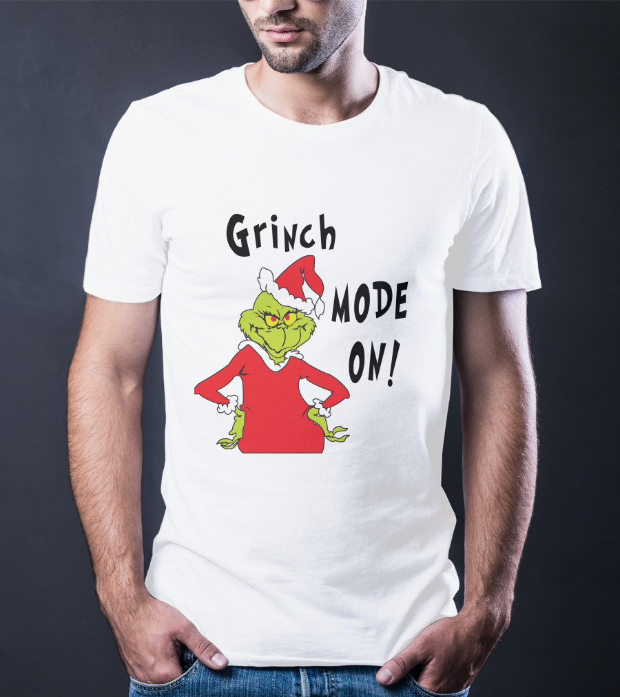 Grinch Mode On Santa Hat Red T-Shirt