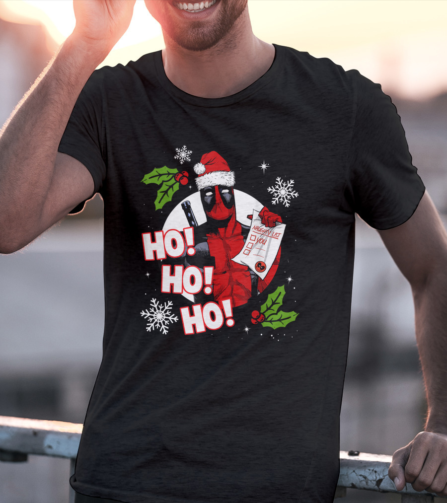 Deadpool Naughty List Ho Ho Ho Christmas T-Shirt