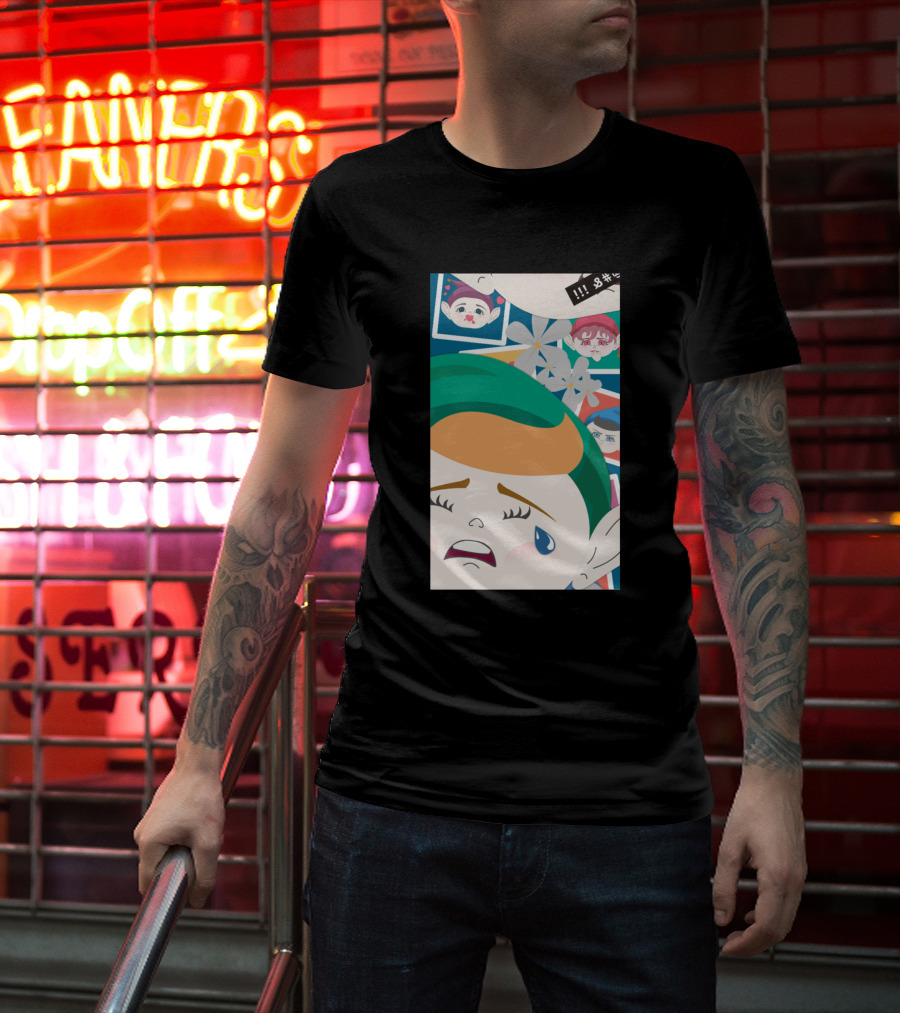 All Out Weeping Piximoji With Floral Background And Expressive Faces T-Shirt