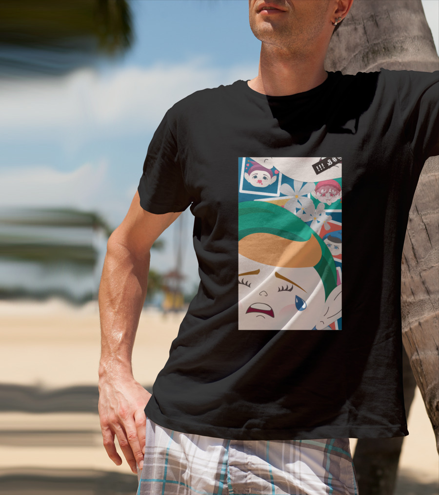 All Out Weeping Piximoji With Floral Background And Expressive Faces T-Shirt