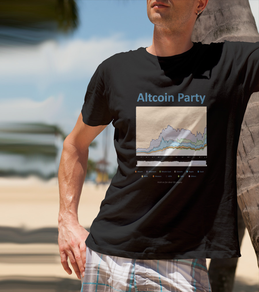 Altcoin Party Hold On For Dear Life Crypto Chart Featuring Bitcoin Ethereum Ripple NEO T-Shirt