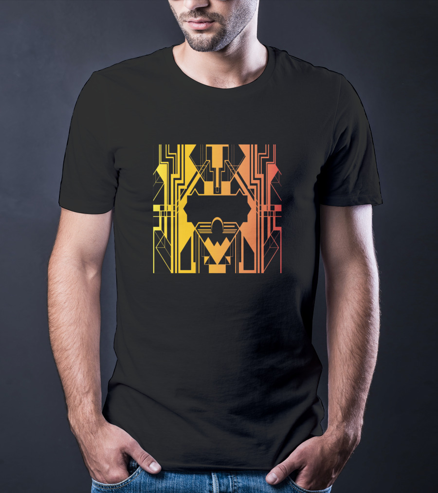 Ar Deco Geometric 444595 Black Orange Yellow T-Shirt
