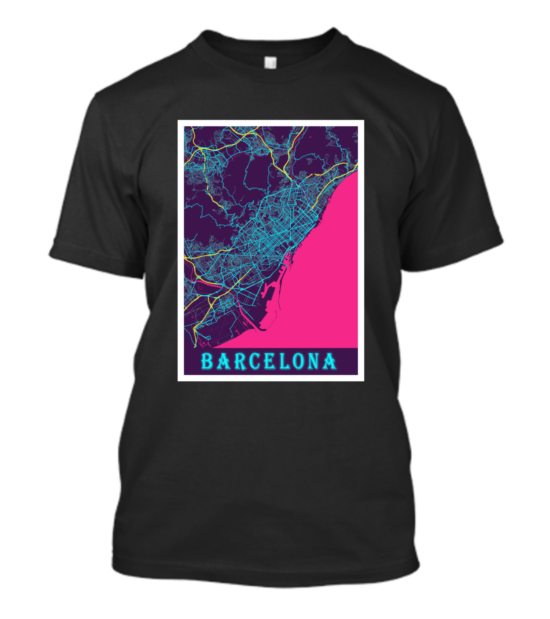 Barcelona Neon City Map 1670368 T-Shirt