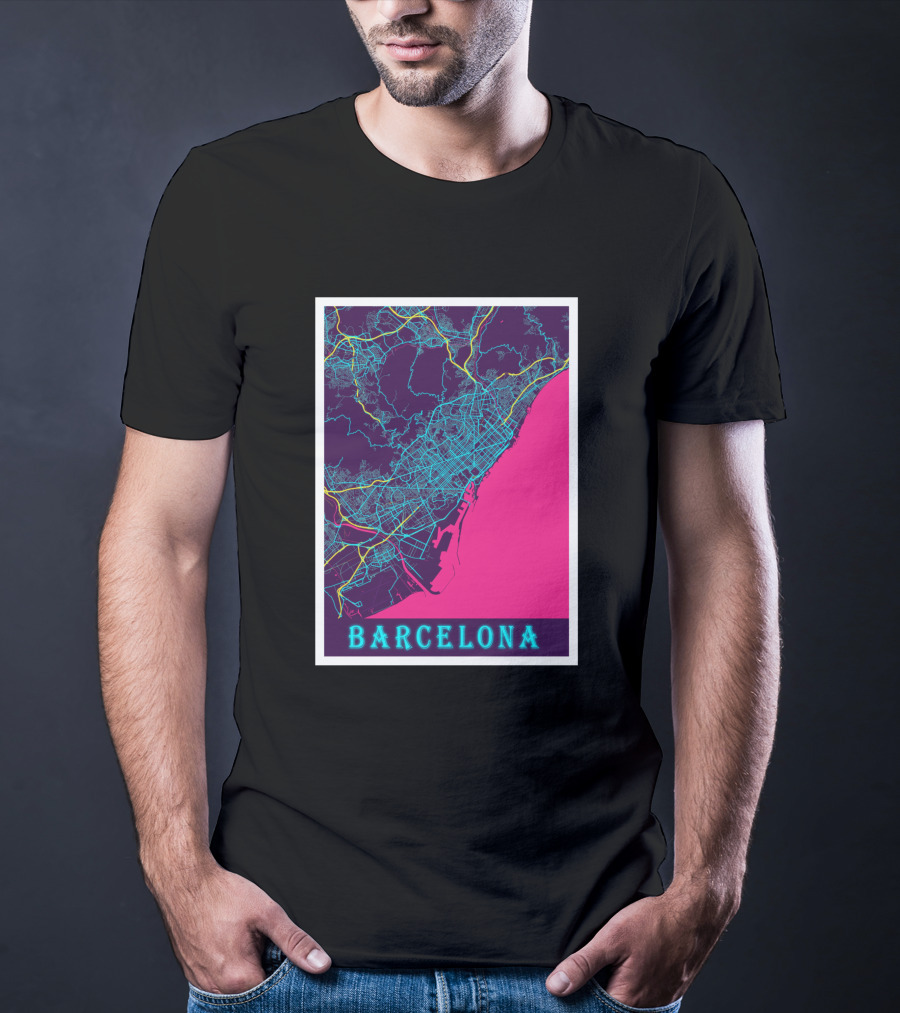 Barcelona Neon City Map 1670368 T-Shirt