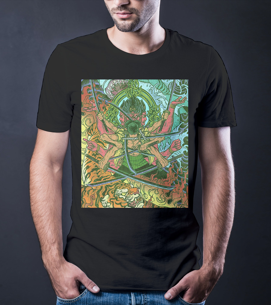 One Piece Roronoa Zoro Asura Concept Colors Of Fury T-Shirt